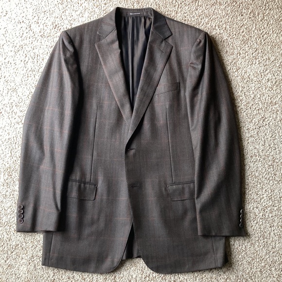 Ermenegildo Zegna Brown Rust Windowpane Check Wool Sport Coat Eu 54 L US 44 L - Picture 3 of 13